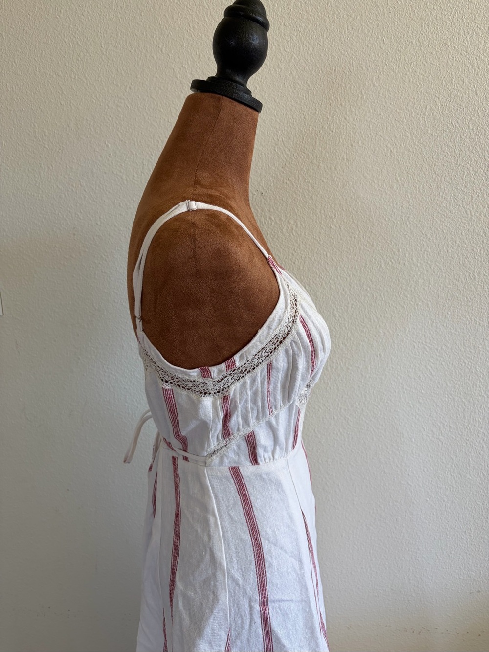 Reformation White Maxi Dress with Dusty Rose Stripes - Picture 6 of 8